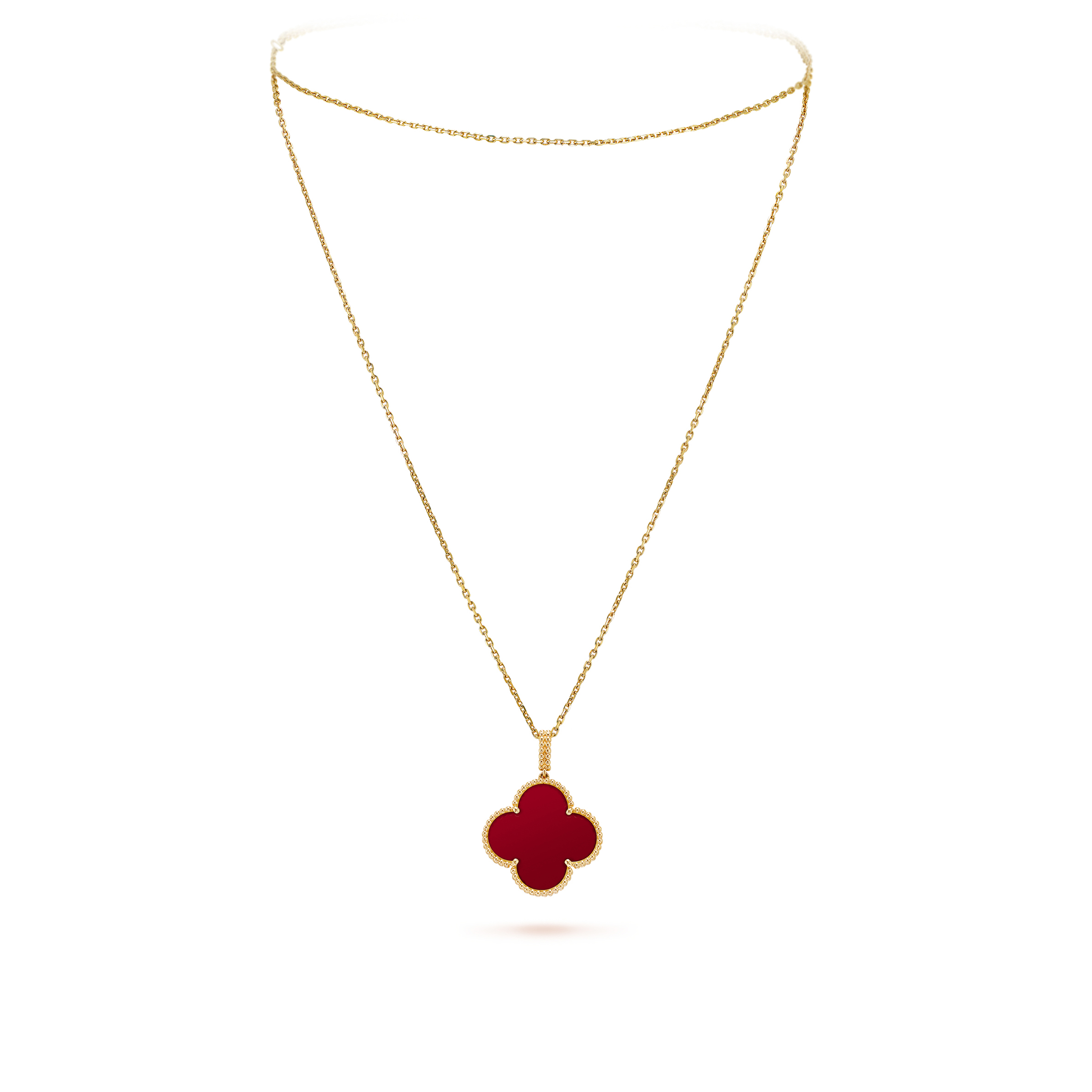 VAN CLEEF & ARPELS MAGIC ALHAMBRA LONG NECKLACE, 1 MOTIF - YELLOW GOLD, CARNELIAN  VCARO49N00